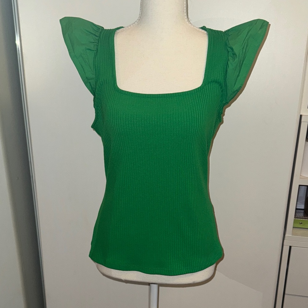 INC International Concepts Emerald Ruffle Sleeve Blouse